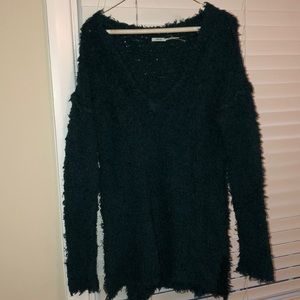 Green fuzzy sweater